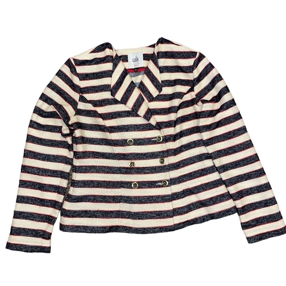 Cabi Nautical Cruise Red White Blue Tweed Patriotic Jacket blazer Size 6